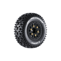Louise R/C SC-Pioneer 1/10 Short Course Tires, Soft, 12, 14 & 17mm Removable Hex on Black Rim (2) LT3148SB (ONLINE ORDER ONLY)
