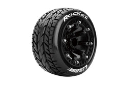 Louise R/C ST-Rocket 1/16 Stadium Truck Tires, 12mm Hex, Soft, Mounted on Black Spoke Rim, Front/Rear (2) LT3188SB (ONLINE ORDER ONLY)