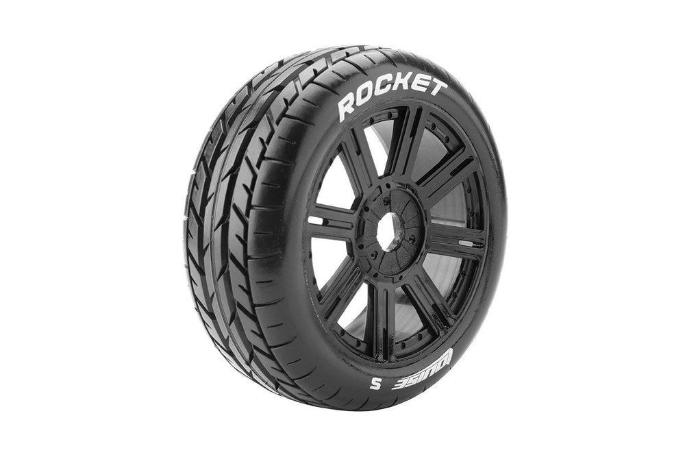 Louise R/C B-Rocket 1/8 Off-Road Buggy Tires, 17mm Hex, Mounted on Black Spoke Rim, Soft, Front/Rear (2) LT3190SB (ONLINE ORDER ONLY)