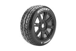 Louise R/C B-Rocket 1/8 Off-Road Buggy Tires, 17mm Hex, Mounted on Black Spoke Rim, Soft, Front/Rear (2) LT3190SB (ONLINE ORDER ONLY)
