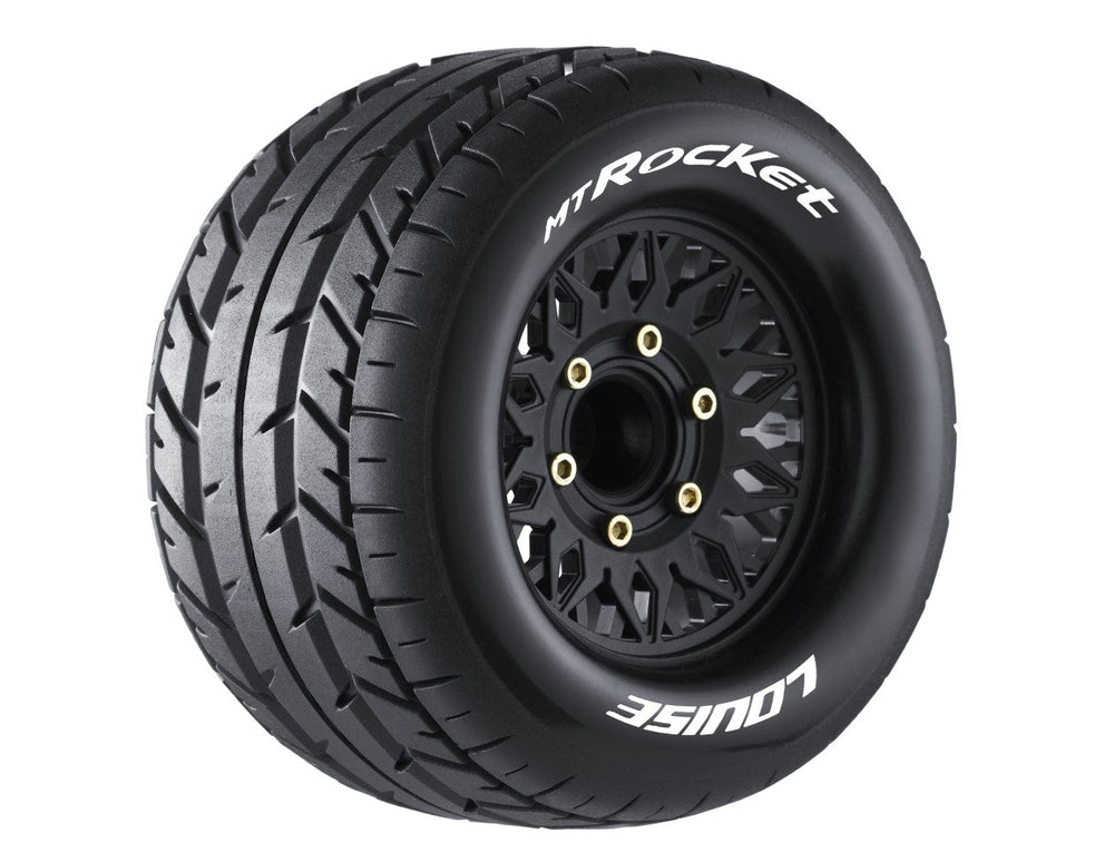 Louise RC L-T3201SX MT-Rocket Soft Road Tires on Black Rim Removable Hex for 1/10 Monster Truck LT3201SX (ONLINE ORDER ONLY)