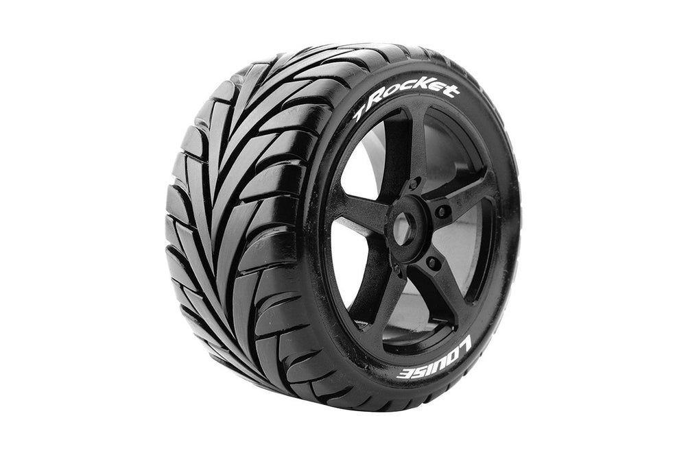 Louise R/C T-Rocket 1/8 Off-Road Truggy Tires, 0" Offset, 17mm, Mounted on Black Spoke Rim, Front/Rear (2) LT3250SB (ONLINE ORDER ONLY)