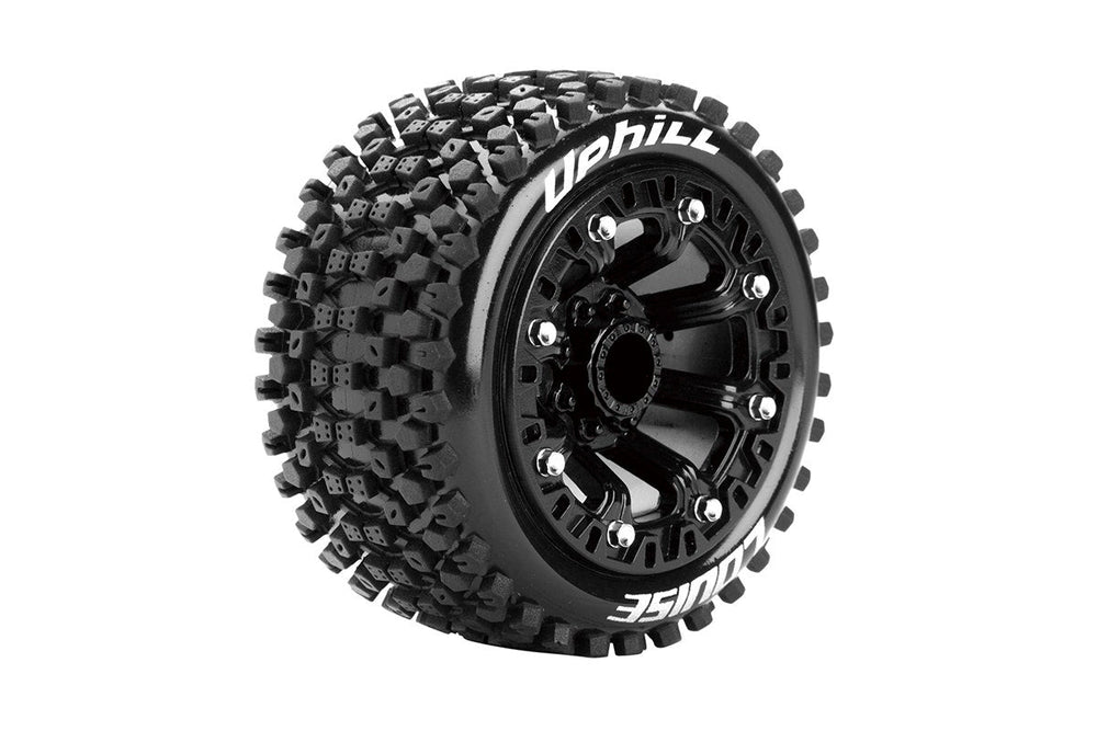 Louise R/C ST-Uphill 1/16 Stadium Truck Tires, 12mm Hex, Soft, Mounted on Black Spoke Rim, Front/Rear (2) LT3279SB (ONLINE ORDER ONLY)