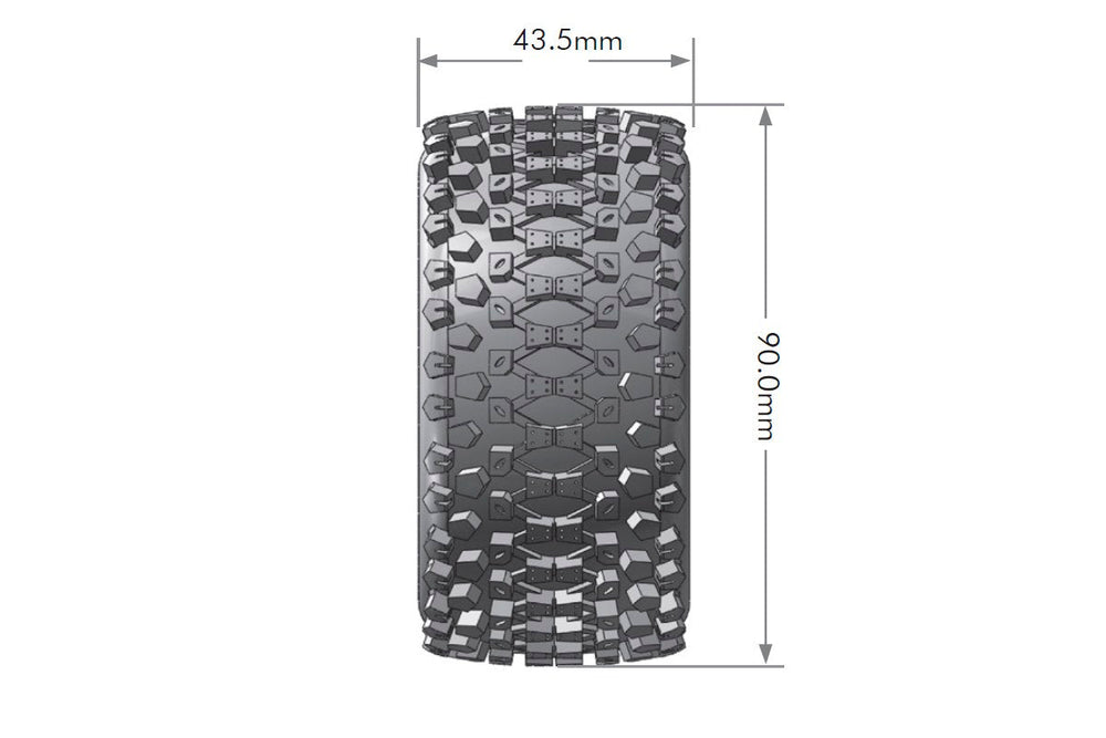 Louise R/C ST-Uphill 1/16 Stadium Truck Tires, 12mm Hex, Soft, Mounted on Black Spoke Rim, Front/Rear (2) LT3279SB (ONLINE ORDER ONLY)