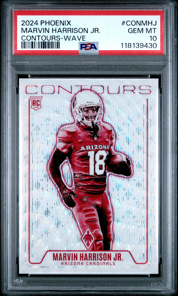 Graded 2024 Panini Phoenix Marvin Harrison Jr #CONMHJ Contours Wave Rookie RC Football Card PSA 10 Gem Mint (ONLINE ORDER ONLY)