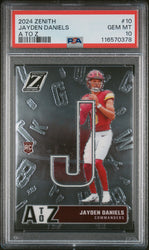 Graded 2024 Panini Zenith Jayden Daniels #10 A to Z Rookie RC Football Card PSA 10 Gem Mint (ONLINE ORDER ONLY)