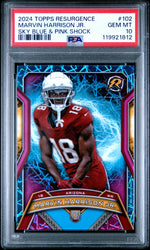 Graded 2024 Topps Resurgence Marvin Harrison Jr #102 Sky Blue & Pink Shock Rookie RC Football Card PSA 10 Gem Mint (ONLINE ORDER ONLY)