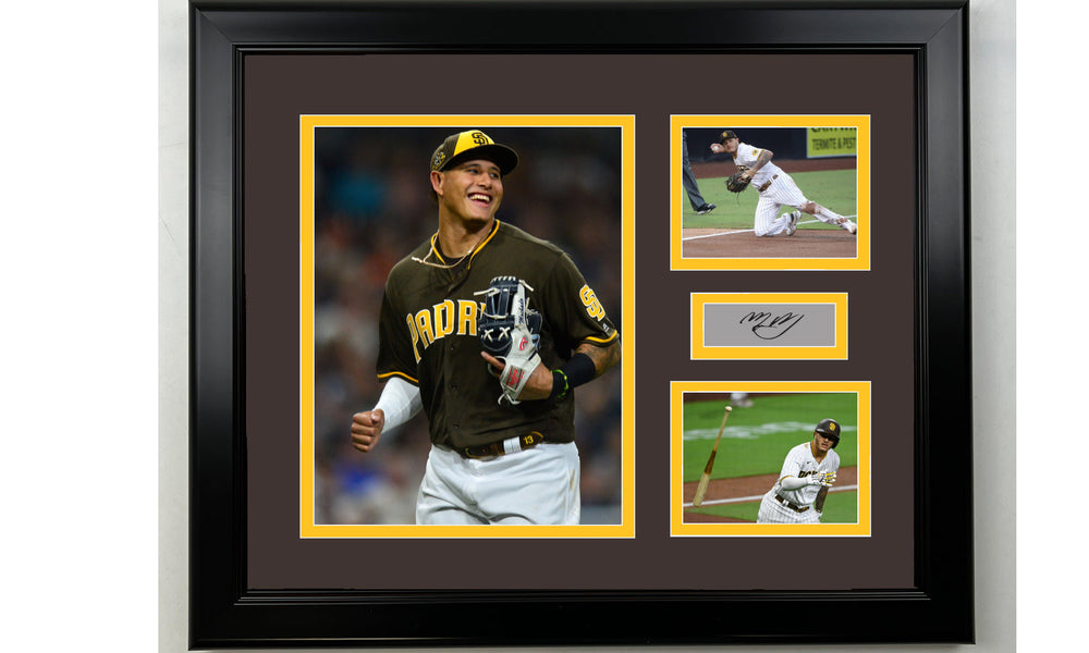 Framed Manny Machado San Diego Padres Facsimile Laser Engraved Signature Baseball 14x11 3 Photo Collage (ONLINE ORDER ONLY)