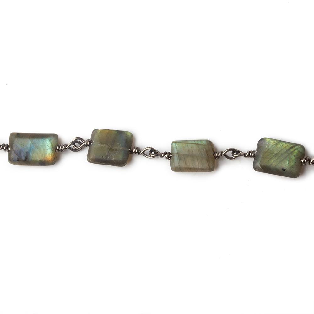 Matte Rectangle Labradorite Black Gold plated Chain by the foot (ONLINE ORDER ONLY)