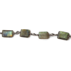 Matte Rectangle Labradorite Black Gold plated Chain by the foot (ONLINE ORDER ONLY)