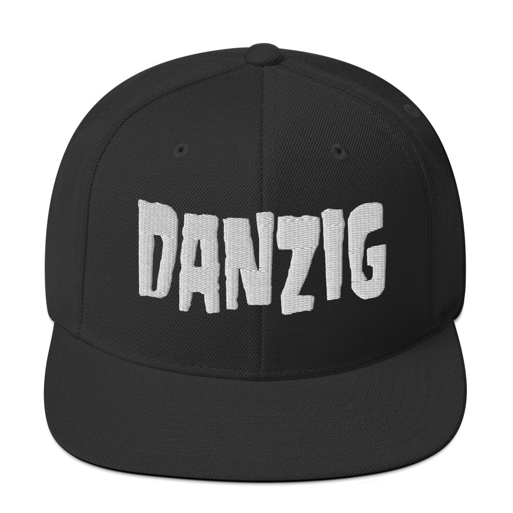 Danzig Classic Logo White Embroidered Snap Back Hat [Apparel] (ONLINE ORDER ONLY)
