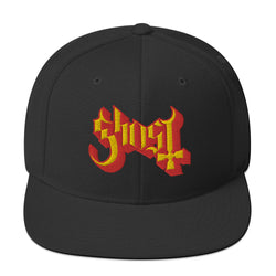 Ghost Yellow Logo Black Embroidered Snap Back Hat [Apparel] (ONLINE ORDER ONLY)
