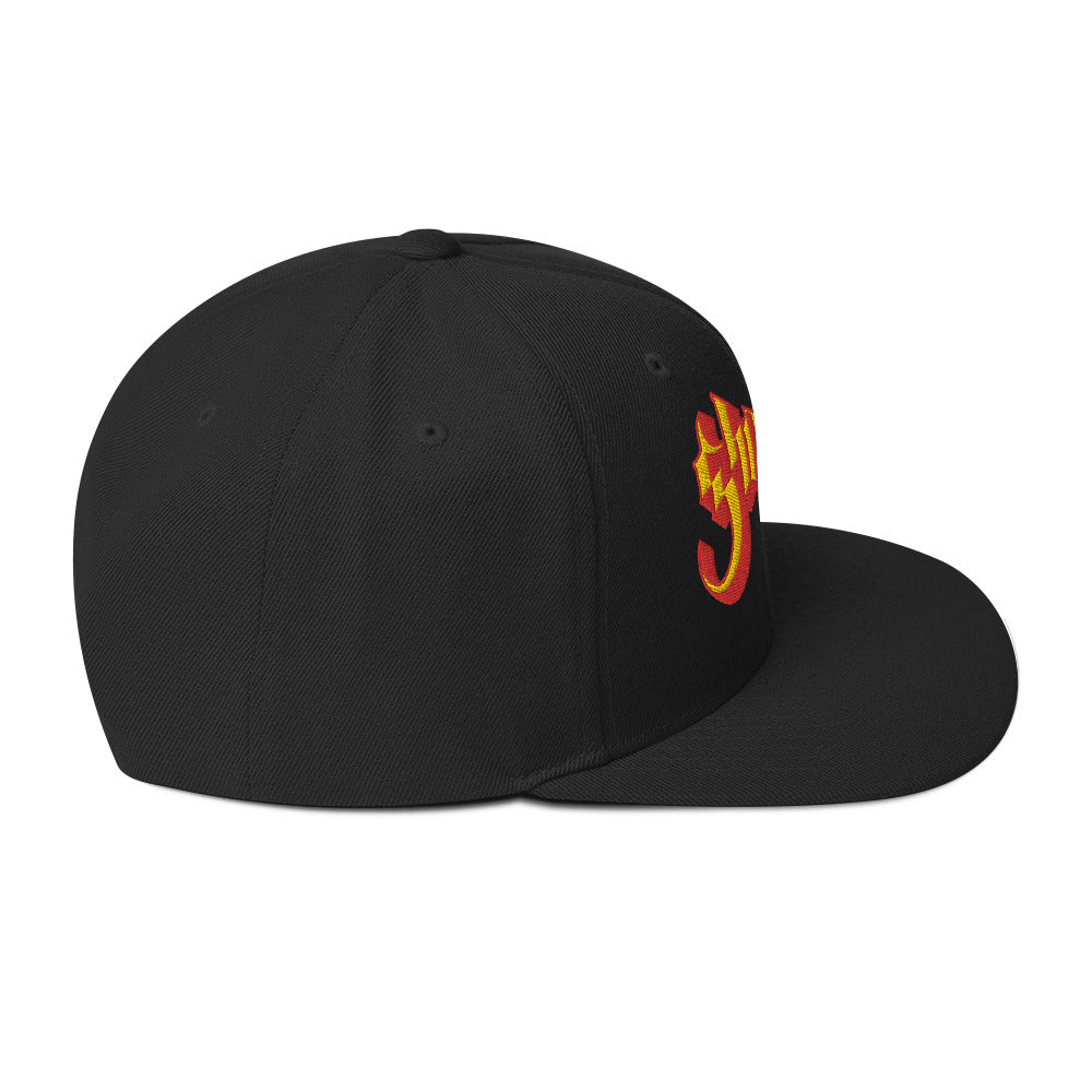 Ghost Yellow Logo Black Embroidered Snap Back Hat [Apparel] (ONLINE ORDER ONLY)