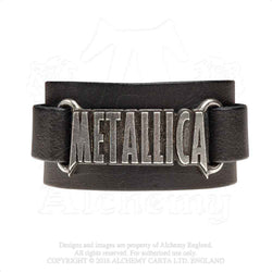 Metallica Pewter & Leather Cuff Bracelet (Online Order Only)