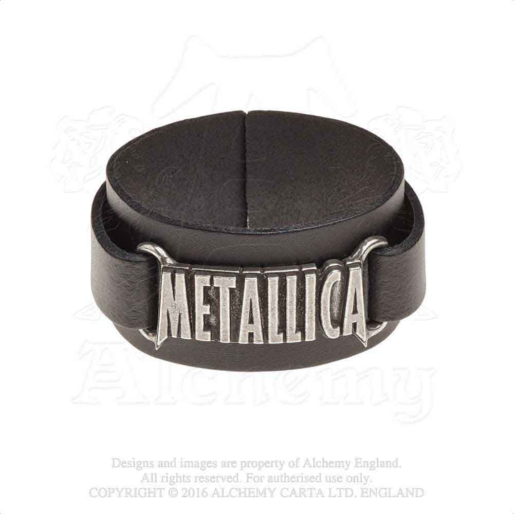 Metallica Pewter & Leather Cuff Bracelet (Online Order Only)