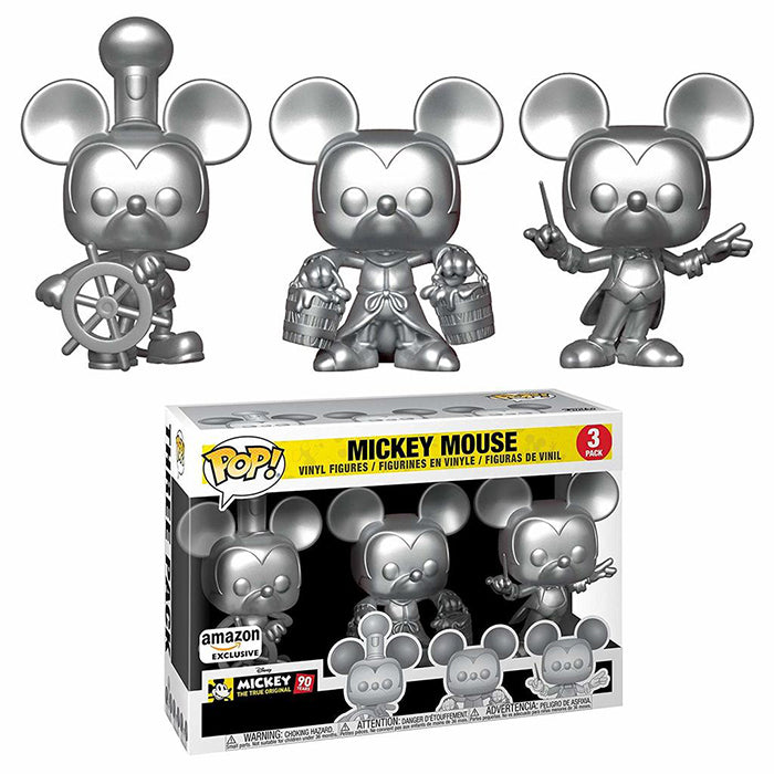 Mickey Mouse (Steamboat Willie, Apprentice, Conductor, Silver) 3-pk - Amazon Exclusive (Online Order Only)