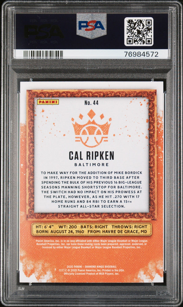 2020 PANINI DIAMOND KINGS CAL RIPKEN  #44 - PSA 10 (Online Order Only)