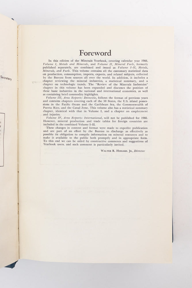 Minerals Yearkbook: 1966 Vol. l-ll (ONLINE ORDER ONLY)
