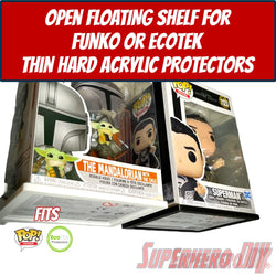 Minimalist Open Bottom Floating Shelf for Funko Pop Boxes | Fits Soft or Hard Protectors | Easy Wall Mount with Screws or Command Strips (ONLINE ORDER ONLY)