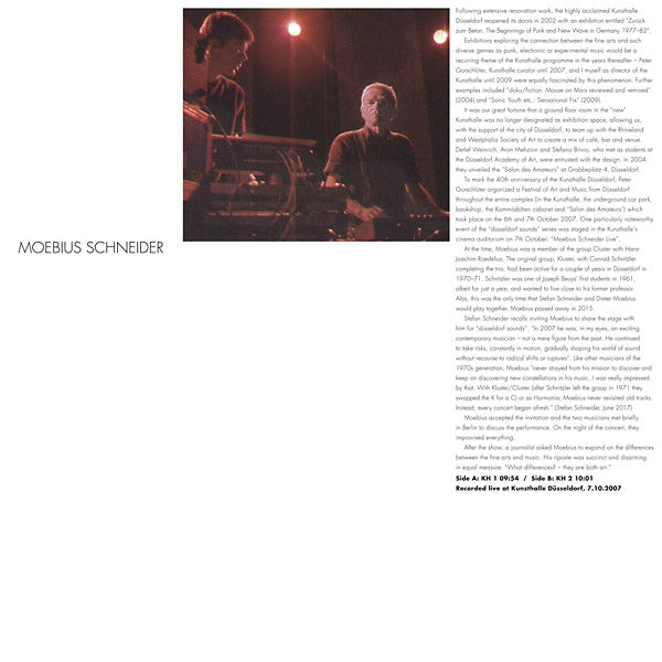 MOEBIUS SCHNEIDER - Kunsthalle Dusseldorf [Vinyl] (ONLINE ORDER ONLY)