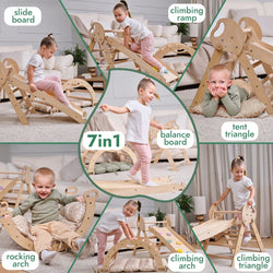 4in1 Montessori Climbing Set: Pikler Triangle, Arch, Slide Board, and Cushion for Toddlers (1–3 Years) (ONLINE ORDER ONLY)