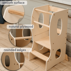 Stable Montessori Tower: Wooden Growing Chair - Ivory