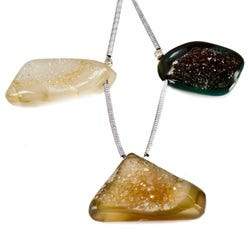Multi Color Agate Drusy Focal Bead Free Shape, Set Of 3 (ONLINE ORDER ONLY)