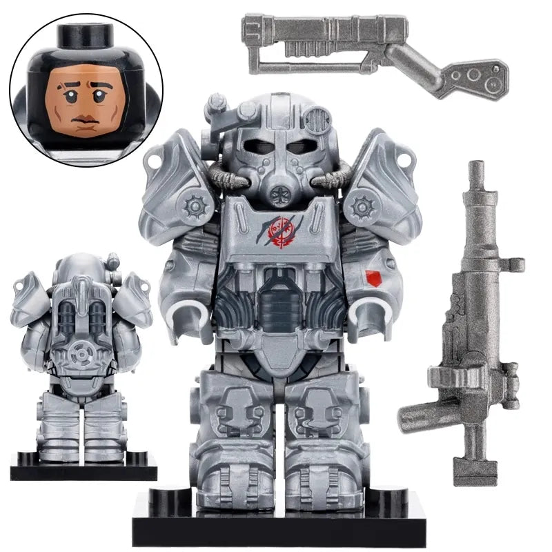 Fallout silver T-60 Power Armor Custom Minifig (Online Only)
