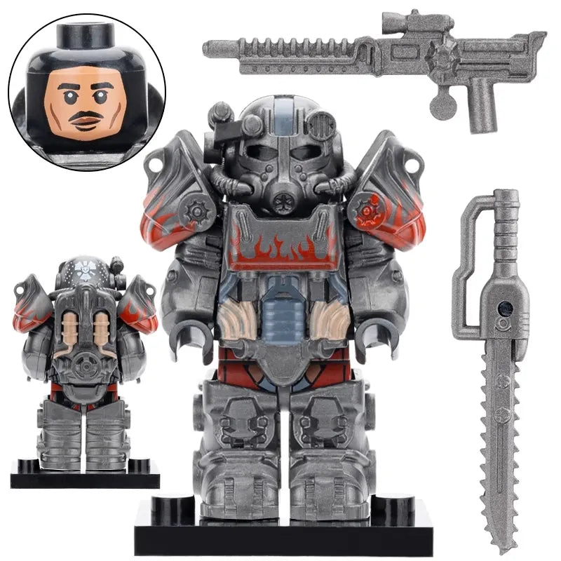 Fallout Silver with flame T-60 Power Armor Custom Minifig (Online Only)