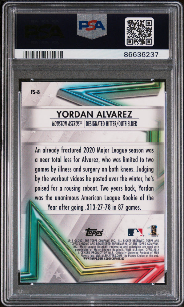 2021 TOPPS CHROME FUTURE STARS YORDAN ALVAREZ #FS8 - PSA 9 (Online Order Only)