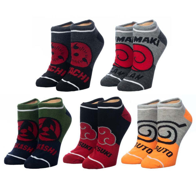 Naruto Shippuden Symbols Colorblock Ankle Socks 5 Pair Set (Online Order Only)