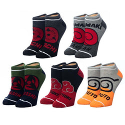 Naruto Shippuden Symbols Colorblock Ankle Socks 5 Pair Set (Online Order Only)