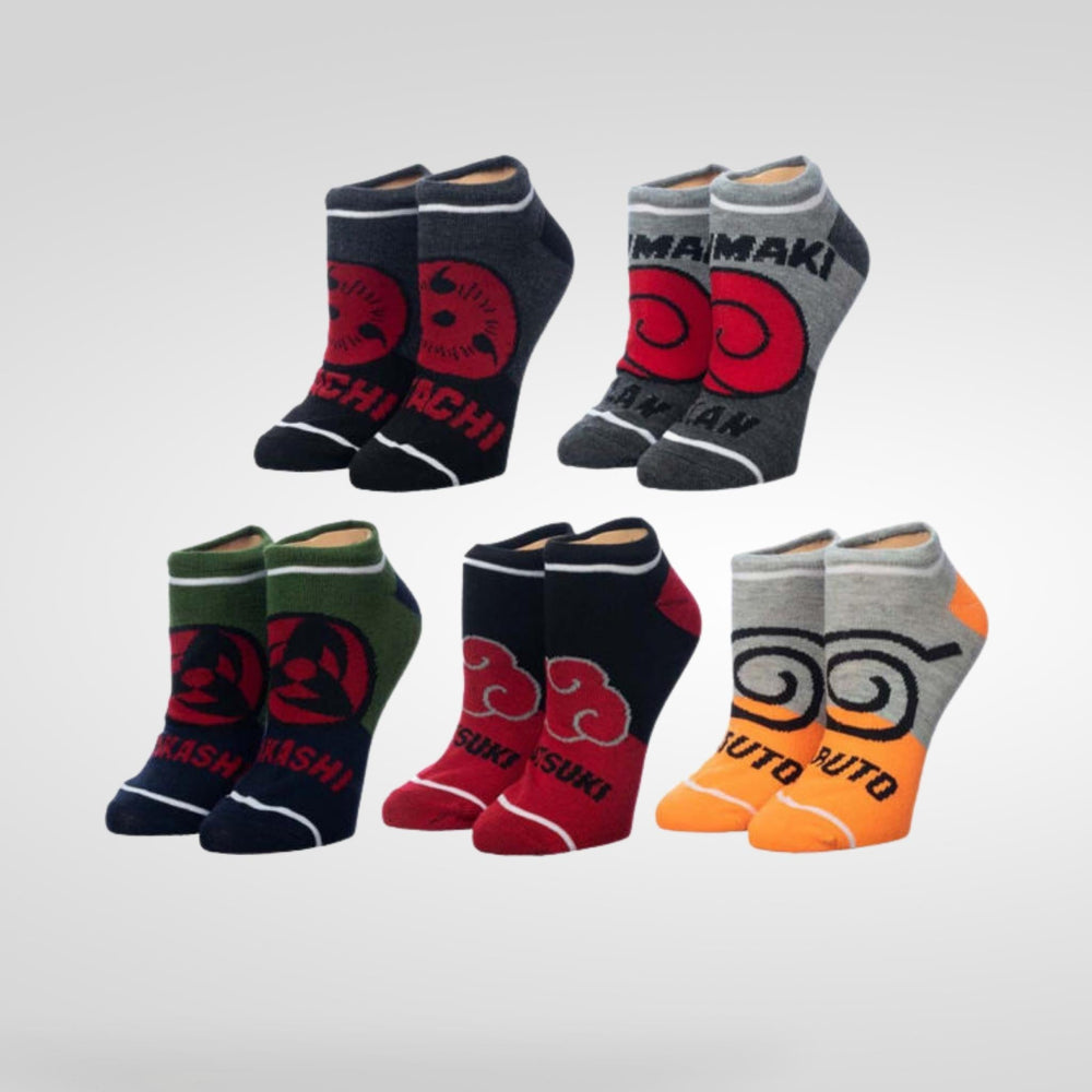 Naruto Shippuden Symbols Colorblock Ankle Socks 5 Pair Set (Online Order Only)