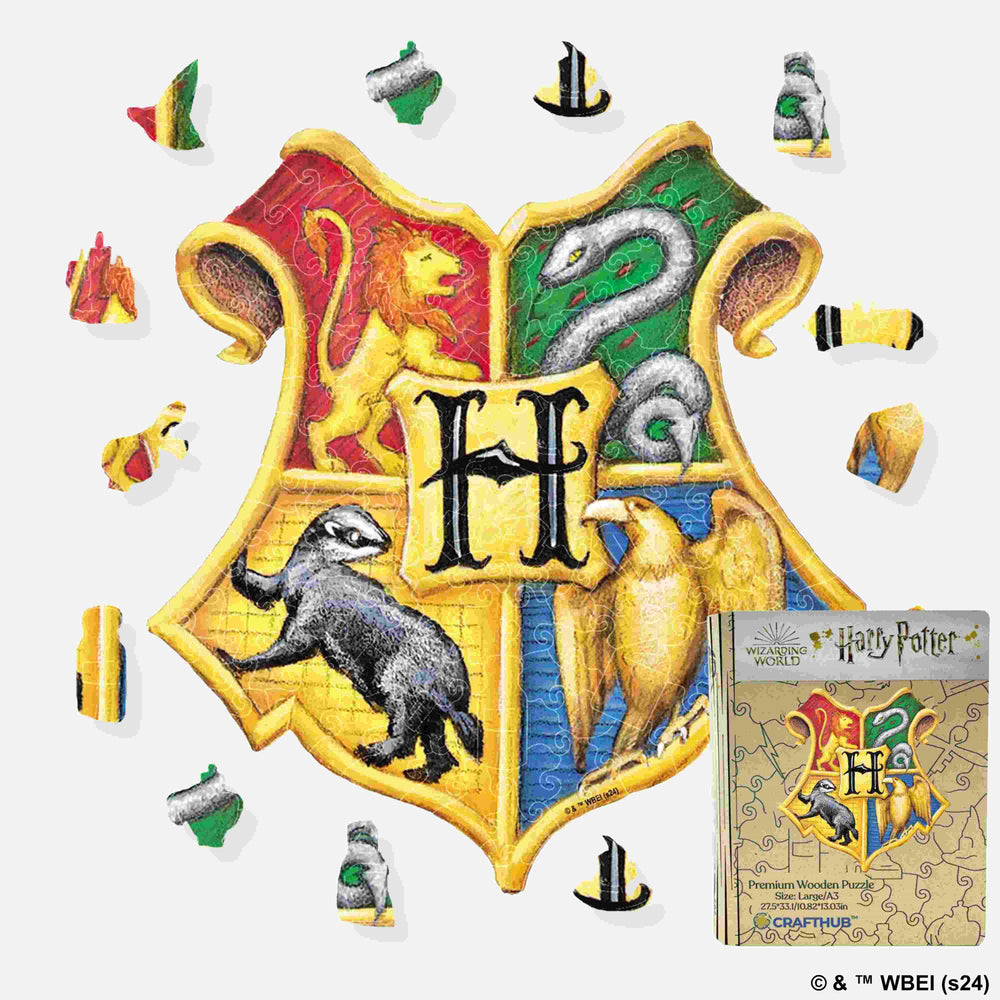 Harry Potter - Hogwarts Crests Wooden Jigsaw Puzzle (Online Order Only)