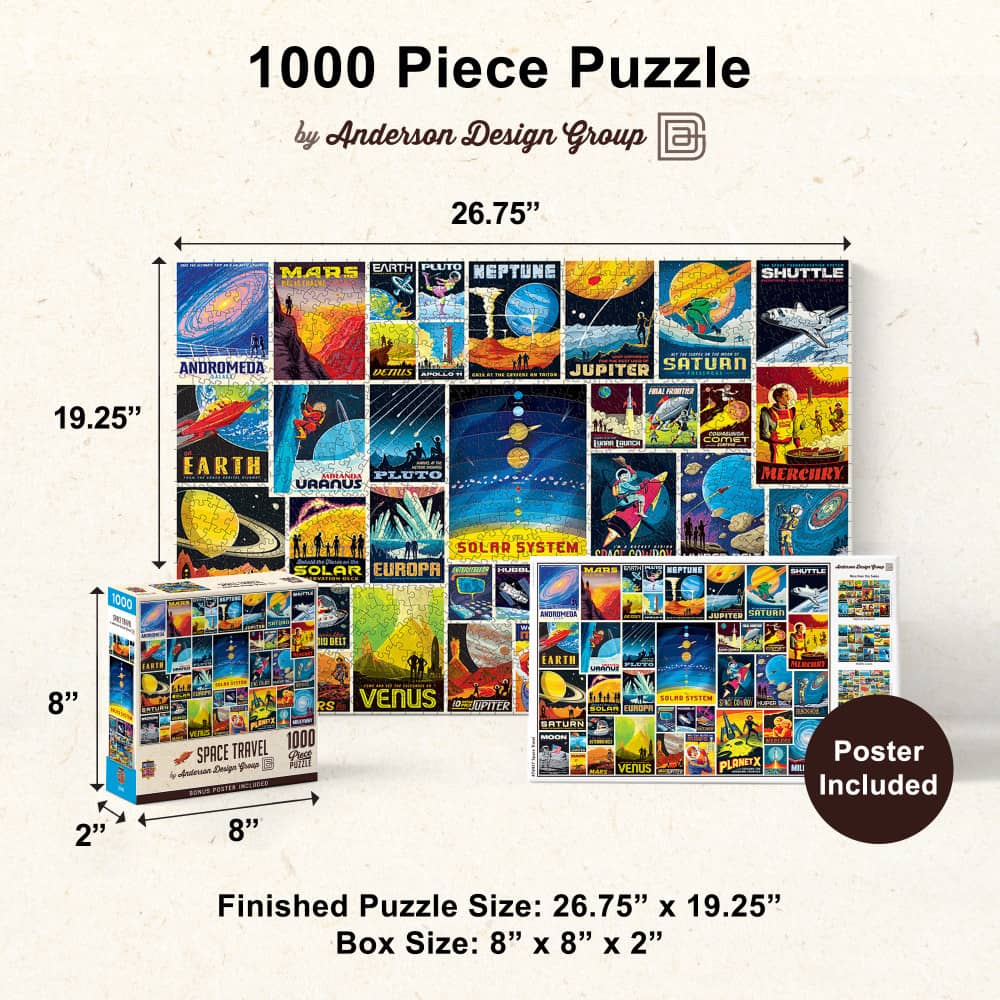 Vintage Posters - Space Travel 1000 Piece Jigsaw Puzzle