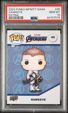 2023 UPPER DECK FUNKO POP MARVEL  HAWKEYE PATINA #45  PSA 10 (Online Order Only)