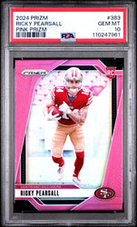 Graded 2024 Panini Prizm Ricky Pearsall #383 Pink Prizm Rookie RC Football Card PSA 10 Gem Mint (ONLINE ORDER ONLY)