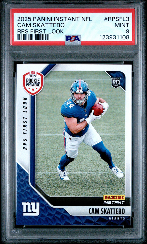 Graded 2025 Panini Instant Cam Skattebo #RPSFL3 RPS First Look Rookie RC Football Card PSA 9 Mint (ONLINE ORDER ONLY)
