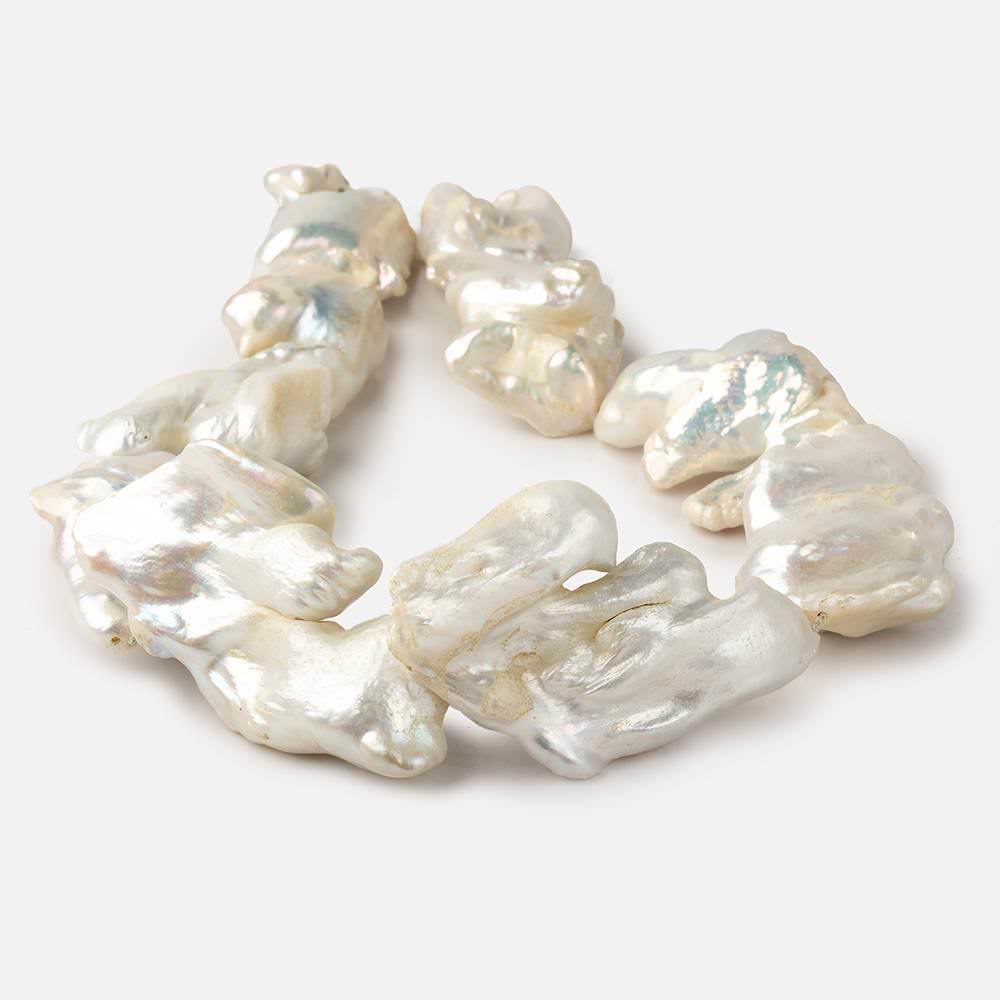 Off White Souffle Straight Drilled Baroque Freshwater Pearls 15.5 inch 10 beads 30x22-53x30mm (ONLINE ORDER ONLY)