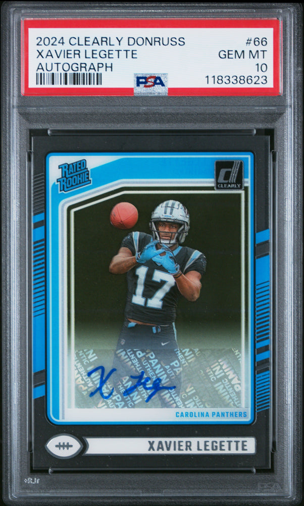 Graded 2024 Panini Clearly Donruss Xavier Legette #66 Autograph  Rookie RC Football Card PSA 10 Gem Mint (ONLINE ORDER ONLY)