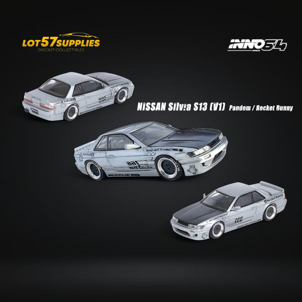 Inno64 Nissan Silvia S13 (V1) Pandem Rocket Bunny in Silver 1:64 (ONLINE ORDER ONLY)