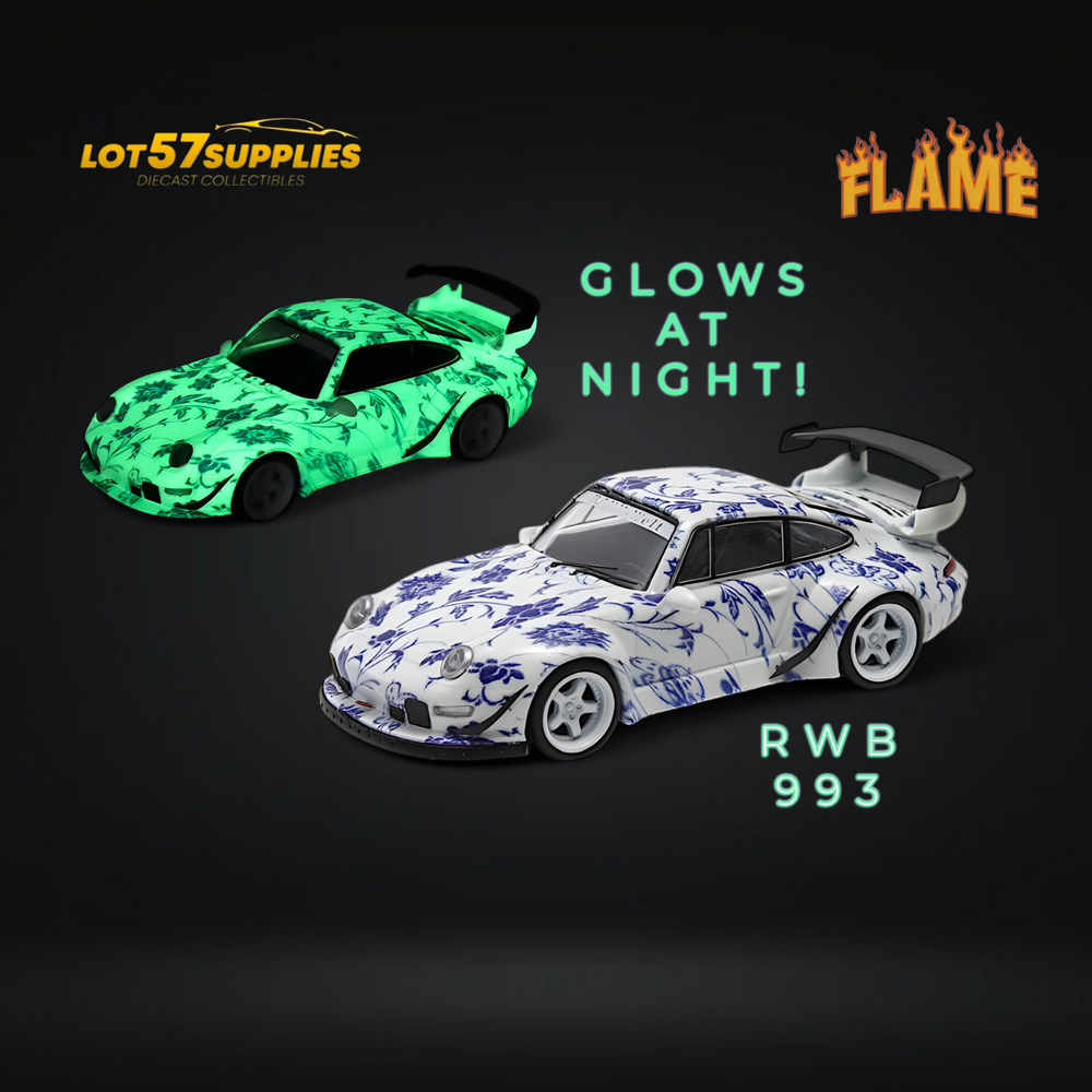 Flame Model Porsche RWB 993 Luminous Green Ocean 1:64 (ONLINE ORDER ONLY)