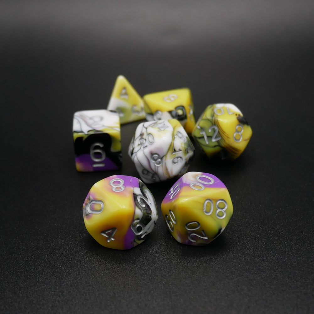 Panic Abstraction - 7 Piece DnD Dice Set | Acrylic RPG Gaming Dice (ONLINE ORDER ONLY)