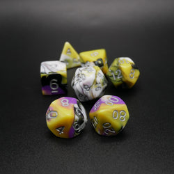 Panic Abstraction - 7 Piece DnD Dice Set | Acrylic RPG Gaming Dice (ONLINE ORDER ONLY)