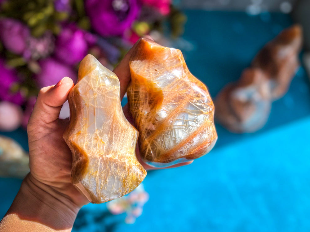Peach Moonstone Crystal Flames (ONLINE ORDER ONLY)
