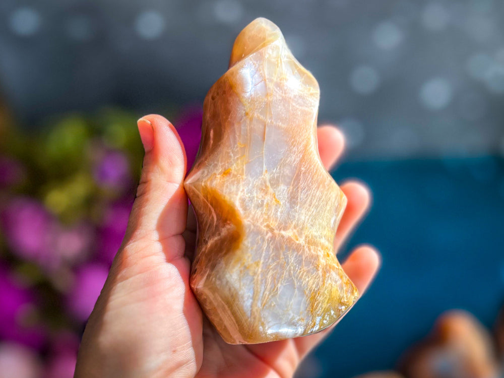 Peach Moonstone Crystal Flames (ONLINE ORDER ONLY)