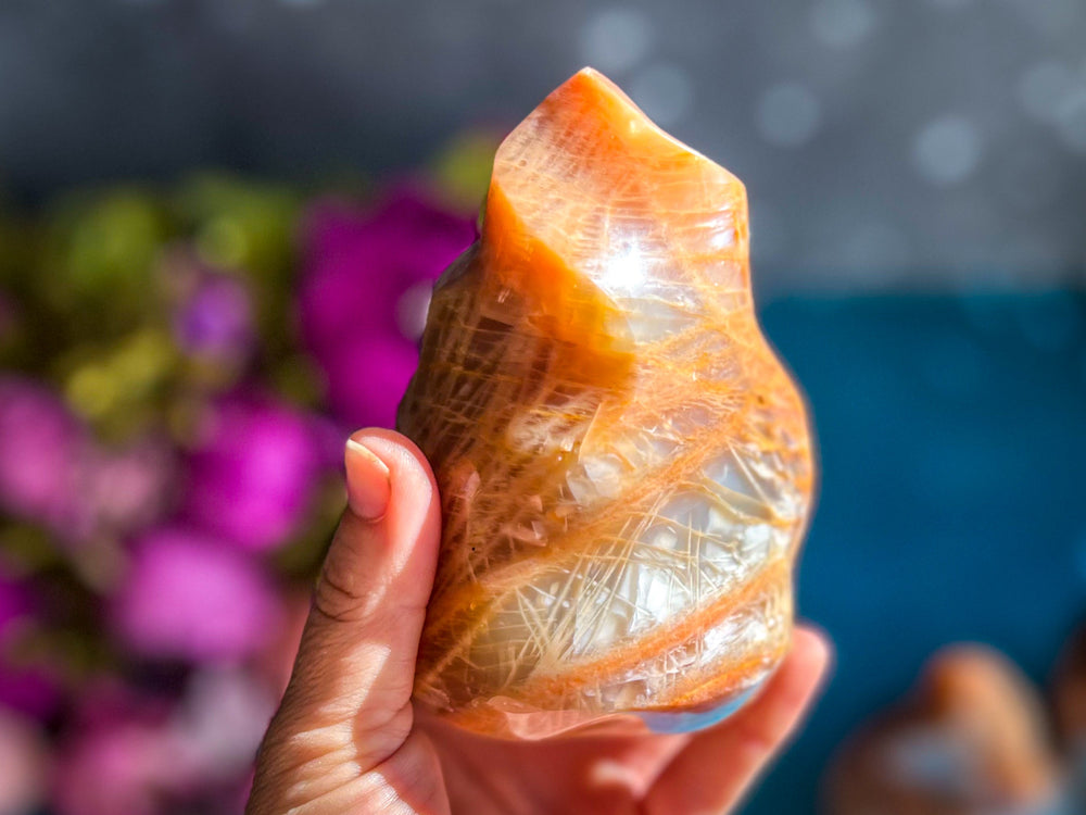 Peach Moonstone Crystal Flames (ONLINE ORDER ONLY)