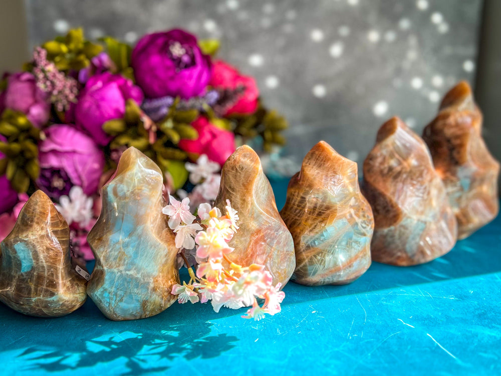 Peach Moonstone Crystal Flames (ONLINE ORDER ONLY)