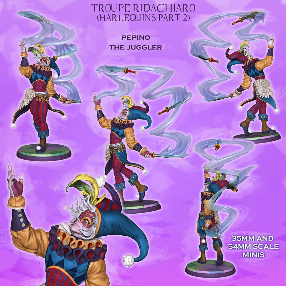 Pepino the Juggler – Harlequin Rogue – Resin Tabletop Miniature (ONLINE ORDER ONLY)