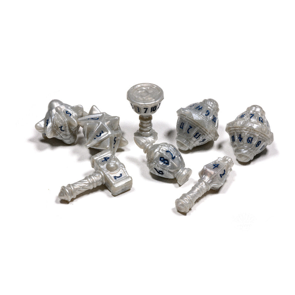 PolyHero Cleric 8 Dice Set - Spirited Steel (ONLINE ORDER ONLY)